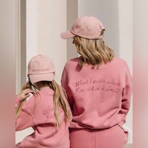 Ivy City Co Pink What I Wear When I’m Not In A Dress Pink Embroidered Crewneck